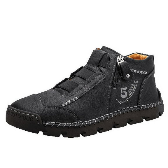 jsaierl Men's High-top Shoes Boots Breathable Non-Slip Boots Fall Winter Leather Shoes Outdoor Retro Combat Boots