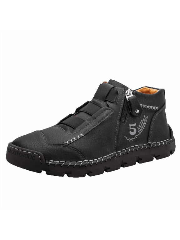 Men's Casual Shoes High-top Leather Shoes Trendy Large Size Men's Boots, Breathable Driving Men's Shoes Trend