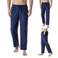 thumbnail image 1 of jsaierl Men's Linen Cotton Loose Casual Lightweight Elastic Waist Trousers Pants Drawstring Baggy Yoga Beach Home Pants, 1 of 6