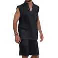 thumbnail image 1 of jsaierl Men's Linen Solid Shorts Sets Summer Sleeveless Tracksuit V-Neck Workout Vest Top Casual Yoga Beach Outfits, 1 of 4