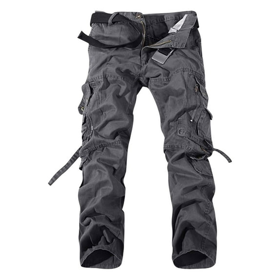 jsaierl Men's Loose Multi-Pocket Cargo Pants Washed Overalls Outdoor Combat Workout Work Casual Cargo Pants Trousers