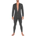thumbnail image 1 of jsaierl Men's Onesie Pajamas Long Sleeve One Piece Solid Button Down Jumpsuit Romper Sleepwear, 1 of 6