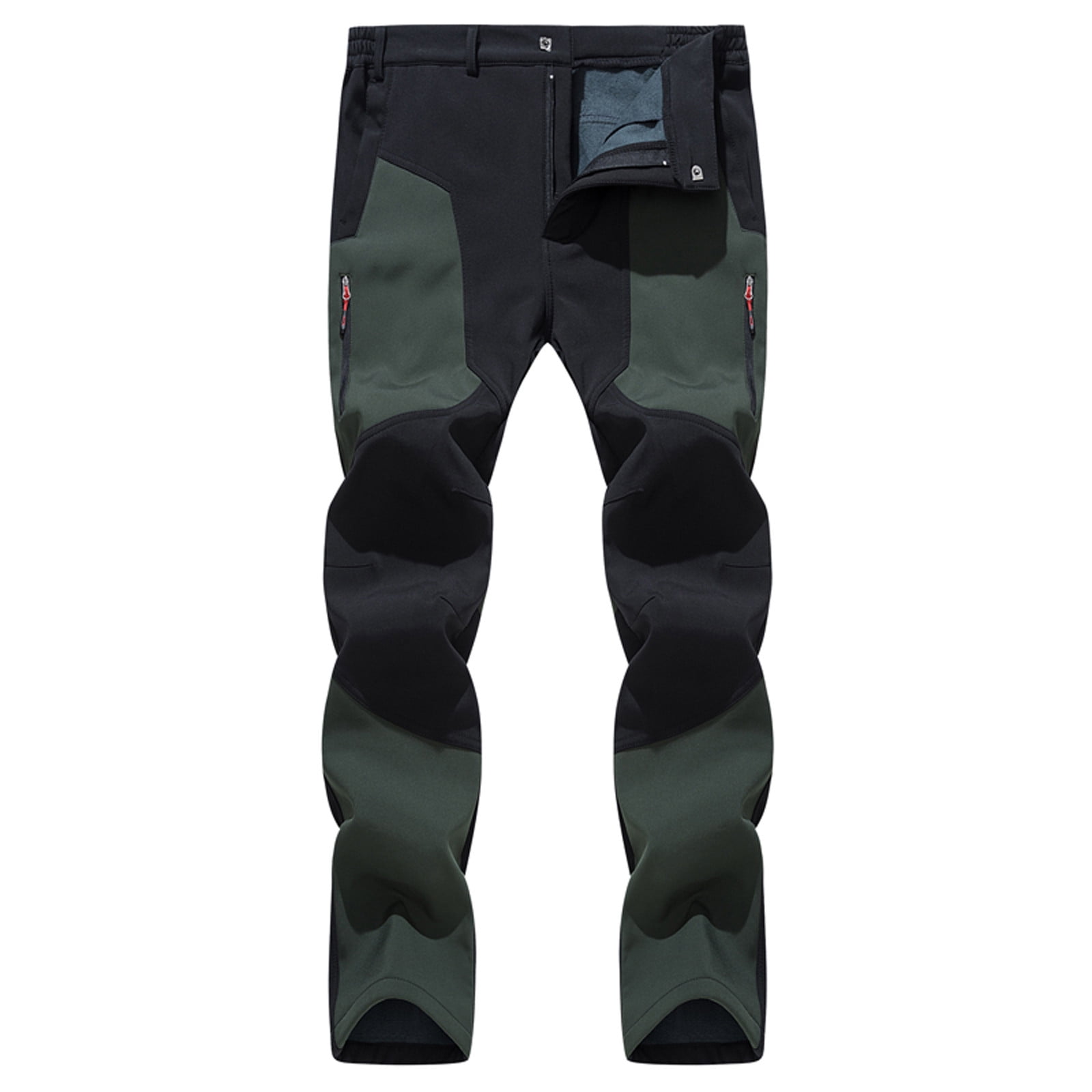 jsaierl Men's Snow Ski Outdoor Waterproof Windproof Fleece Lined Cargo Hiking Pants Work