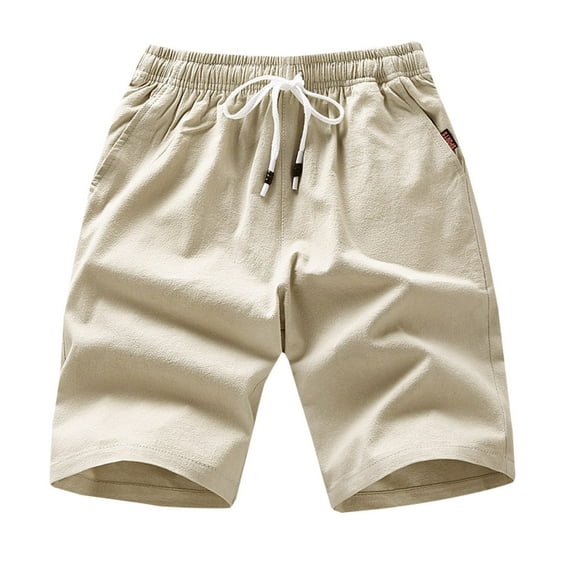 jsaierl Men's Solid Color Jogger Sports Shorts Elastic Waist Drawstring Casual Loose Beach Short Pants with Pockets