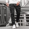 thumbnail image 1 of jsaierl Men's Solid Color Pencil Pants Casual Stretch Slim Fit Sweatpants Fashion Jogger Trousers with Multi Pockets, 1 of 5