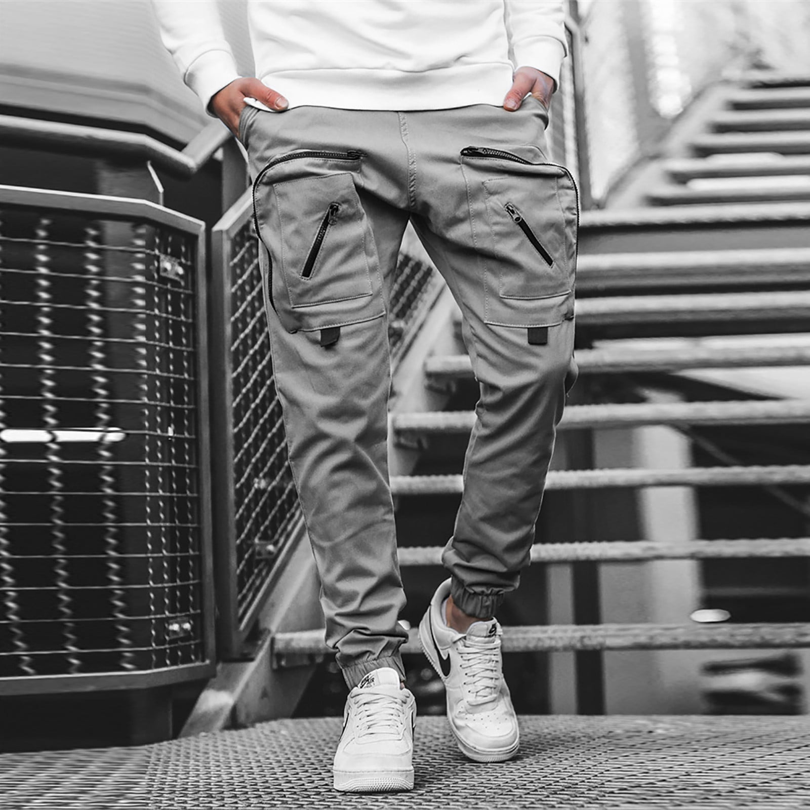 Men Casual Joggers Pants Solid Thin Cargo Sweatpants Male Multi-Pocket  Trousers New Mens Sportswear Hip Hop Harem Pencil Pants