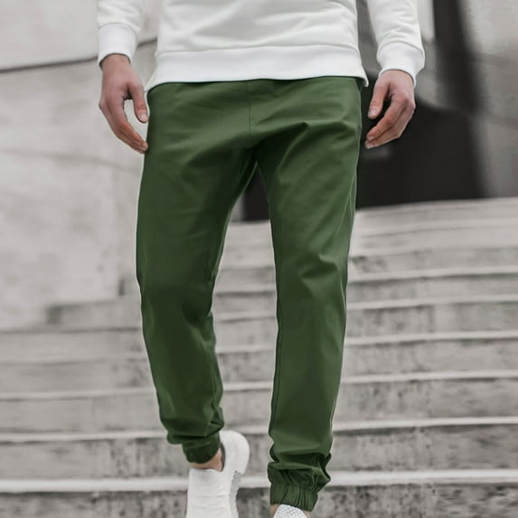 jsaierl Men's Solid Color Sports Pants Fashion Slim Pockets Workout Athletic Trousers Casual Running Joggers Sweatpants