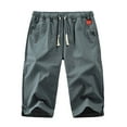 thumbnail image 1 of jsaierl Men's Summer Linen Five-point Shorts Breathable Loose Solid Color Pants Elastic Waist Drawstring Casual Shorts, 1 of 2