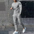 thumbnail image 1 of jsaierl Men's Tracksuits Tight T-Shirt and Pants Set Outfit Two-Piece Fitness Solid Training Casual Sports Sweatsuits, 1 of 5