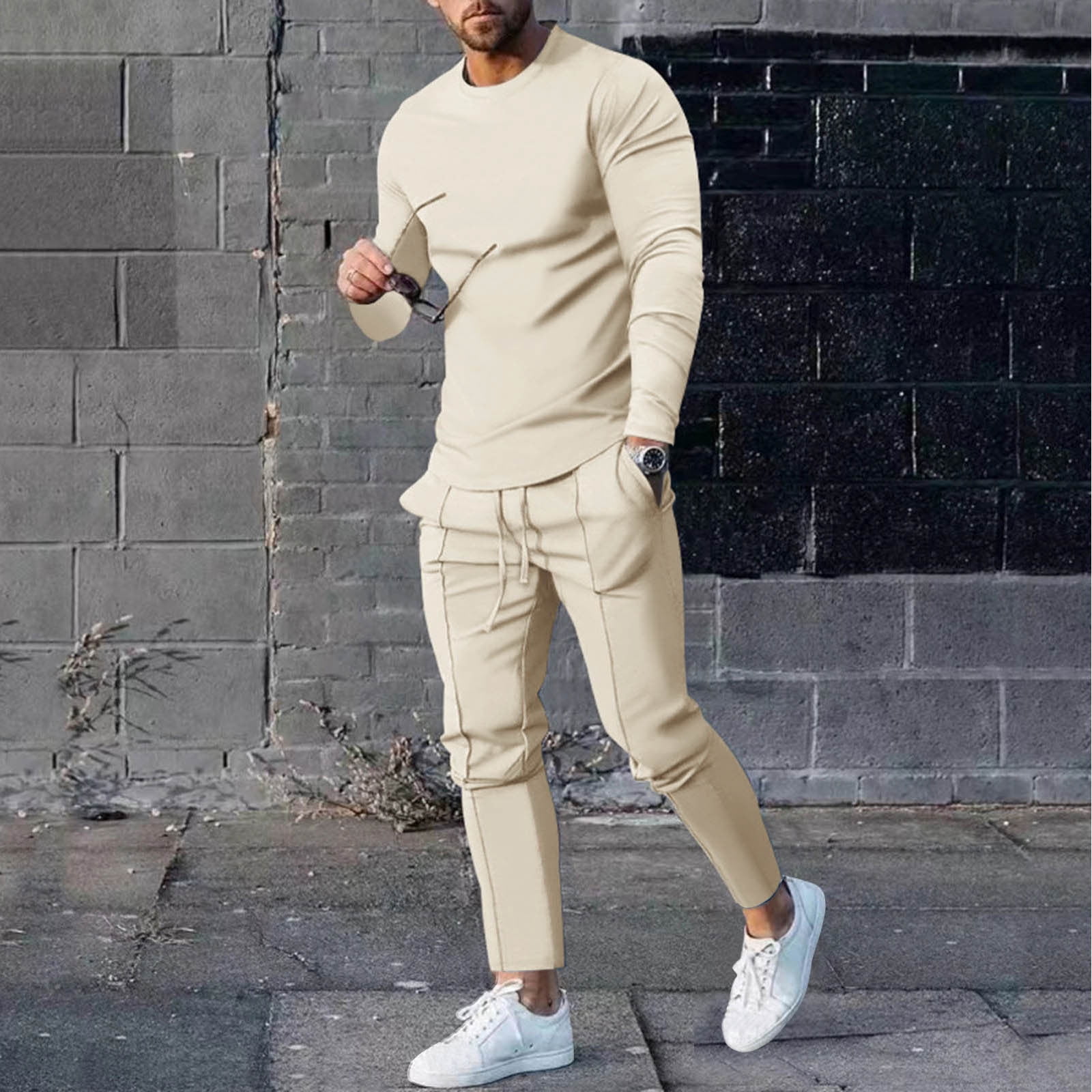 Men's Casual Tracksuit 2 Piece Hip Hop Trousers Jacket Sweatsuit Sweatshirt  Set 