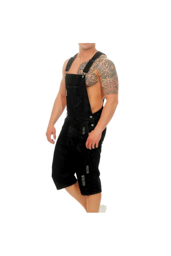 Mens Bib Overalls Denim Plus Size Adjustable Strap Washed Jeans Jumpsuits Slim Pocket Overalls Mens Shorts