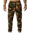 thumbnail image 1 of jsaierl Mens Camo Cargo Pants Drawstring Slim Fit Jogger Sweatpant Outdoor Elastic Waist Pant Workout Trouser with Multi Pockets, 1 of 5