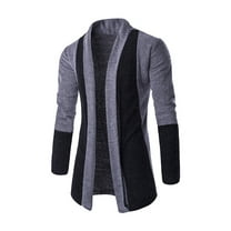 jsaierl Mens Cardigan Sweater Knit Shawl Collar Color Block Outwear Long Sleeve Cozy Winter Warm Sweater Jacket