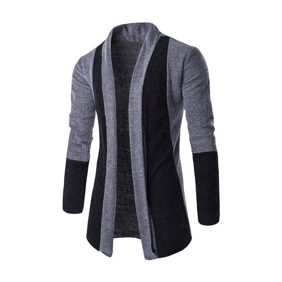 jsaierl Mens Cardigan Sweater Knit Shawl Collar Color Block Outwear Long Sleeve Cozy Winter Warm Sweater Jacket