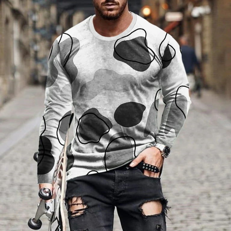 jsaierl Mens Designer T Shirts 3D Graphic Print Long Sleeve T