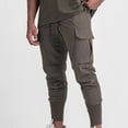 thumbnail image 1 of jsaierl Mens Drawstring Sweatpant Slim Fit Casual Multi Pocket Long Pant Outdoor Jogger Sports Cargo Trouser, 1 of 6