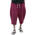 thumbnail image 1 of jsaierl Mens Harem Pants Plus Size Stretch Pants Linen Elastic Waist Lace Up Trousers Print Hippie Yoga Pants Comfy Work Pants for Men, 1 of 6