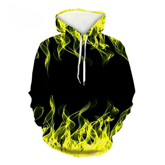 jsaierl Mens Hoodies 3D Flame Graphic Sweatshirts Top Long Sleeve Casual Shirt Comfy Novelty Pullover Sweatshirt
