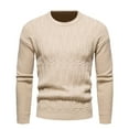 thumbnail image 1 of jsaierl Mens Sweater Cable Knit Crew Neck Solid Slim Top Shirt Long Sleeve Fall and Winter Warm Pullover Sweater, 1 of 4