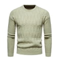 thumbnail image 1 of jsaierl Mens Sweater Cable Knit Crew Neck Solid Slim Top Shirt Long Sleeve Fall and Winter Warm Pullover Sweater, 1 of 4