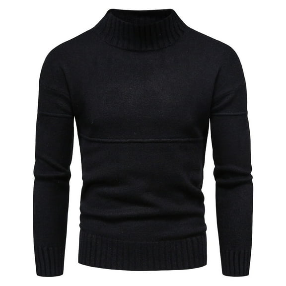 jsaierl Mens Sweater Knit Mock Neck Casual Slim Top Long Sleeve Fall and Winter Warm Pullover Sweater Shirt