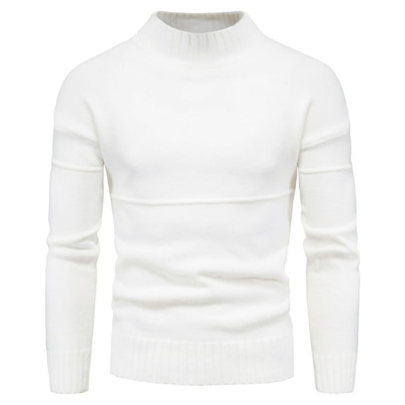 jsaierl Mens Sweater Knit Mock Neck Casual Slim Top Long Sleeve Fall and Winter Warm Pullover Sweater Shirt