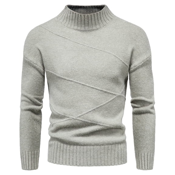 jsaierl Mens Sweater Knit Mock Neck Slim Casual Top Shirt Long Sleeve Solid Pullover Sweater