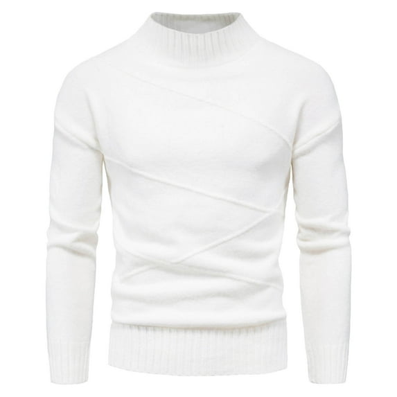 jsaierl Mens Sweater Knit Mock Neck Slim Casual Top Shirt Long Sleeve Solid Pullover Sweater