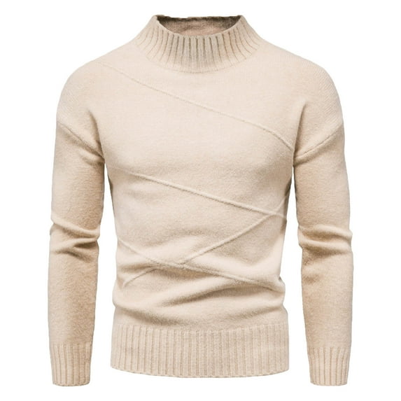 jsaierl Mens Sweater Knit Mock Neck Slim Casual Top Shirt Long Sleeve Solid Pullover Sweater
