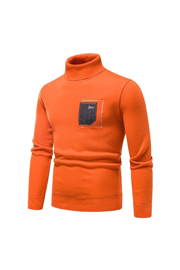 Mens Sweater Knit Turtle Neck Slim Fit Top Long Sleeve Solid Fall and Winter Pullover Sweater