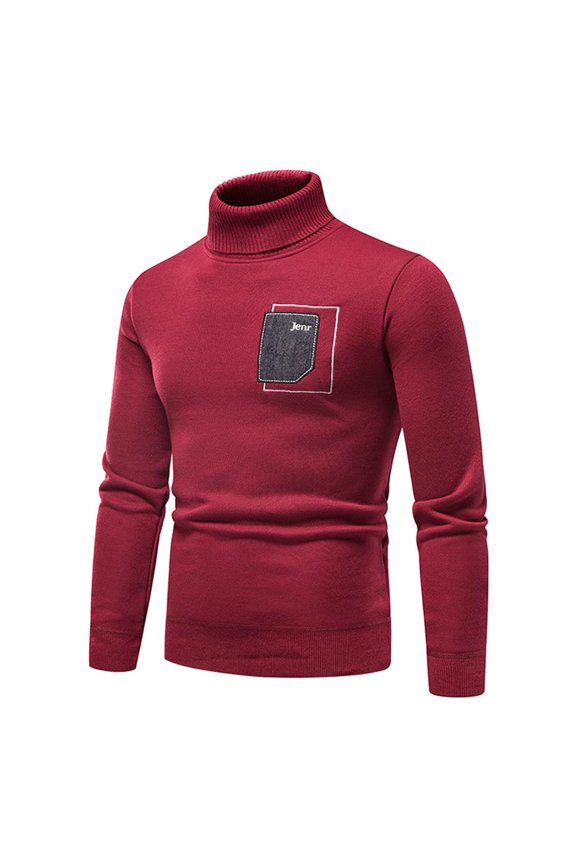 Mens Sweater Knit Turtle Neck Slim Fit Top Long Sleeve Solid Fall and Winter Pullover Sweater