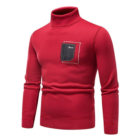 jsaierl Mens Sweater Knit Turtle Neck Slim Fit Top Long Sleeve Solid Fall and Winter Pullover Sweater