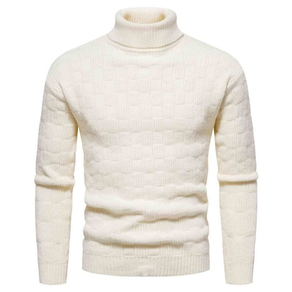 jsaierl Mens Sweater Knit Turtle Neck Warm Solid Top Long Sleeve Classic Stretch Slim Pullover Sweater