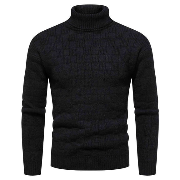 jsaierl Mens Sweater Knit Turtle Neck Warm Solid Top Long Sleeve Classic Stretch Slim Pullover Sweater