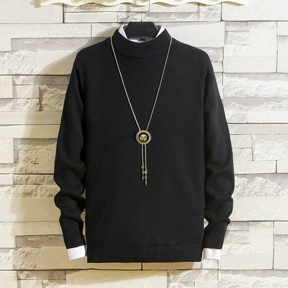 jsaierl Mens Sweaters Knit Crew Neck Stretch Solid Top Long Sleeve Dressy Casual Classic Pullover Sweater