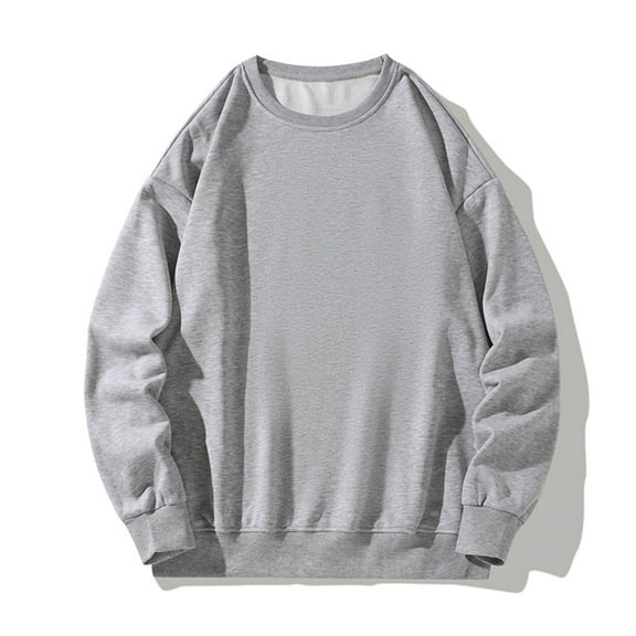 jsaierl Mens Sweatshirt Long Sleeve Plain Plus Size Pullover Casual Solid Crew Neck Tops Workout T Shirt Sweatshirt