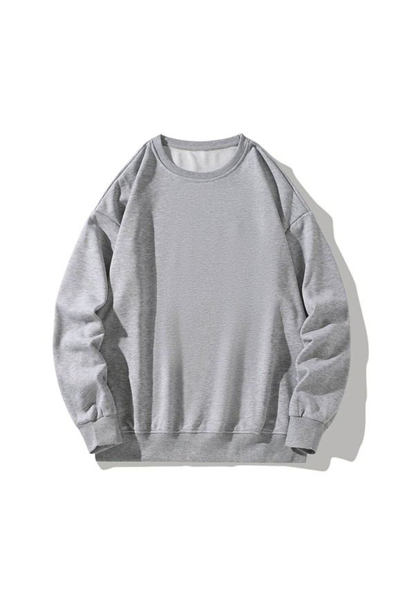 Mens Sweatshirt Long Sleeve Plain Plus Size Pullover Casual Solid Crew Neck Tops Workout T Shirt Sweatshirt