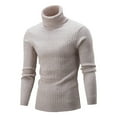 thumbnail image 1 of jsaierl Mens Turtle Neck Sweater Knit Classic Slim Top Long Sleeve Casual Striped Warm Pullover Sweater, 1 of 2