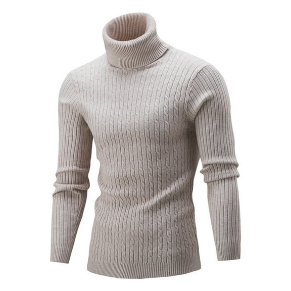 jsaierl Mens Turtle Neck Sweater Knit Classic Slim Top Long Sleeve Casual Striped Warm Pullover Sweater