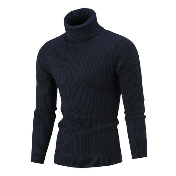 jsaierl Mens Turtle Neck Sweater Knit Classic Slim Top Long Sleeve Casual Striped Warm Pullover Sweater