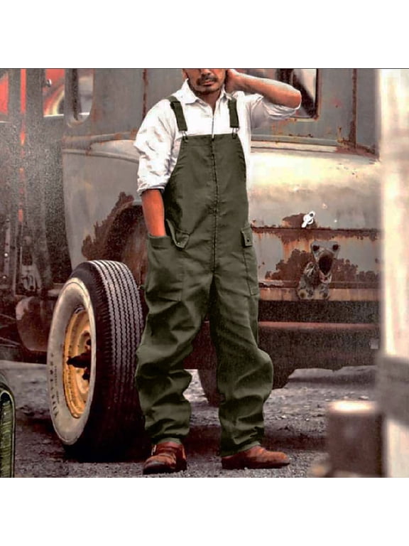 Mens Work Bib Overalls Baggy Lightweight Jumpsuit Big and Tall Coveralls Loose Fit Cargo Workwear with Snaps Pockets