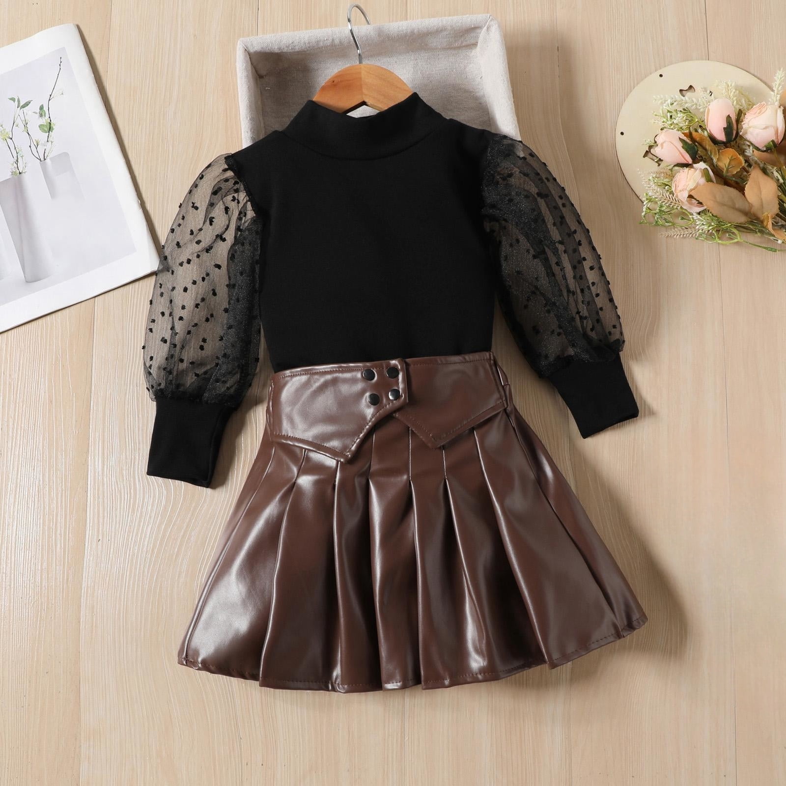 green emerald velvet dress Girls Night 'Stop the Music' Leather & Mesh Dress main image 0