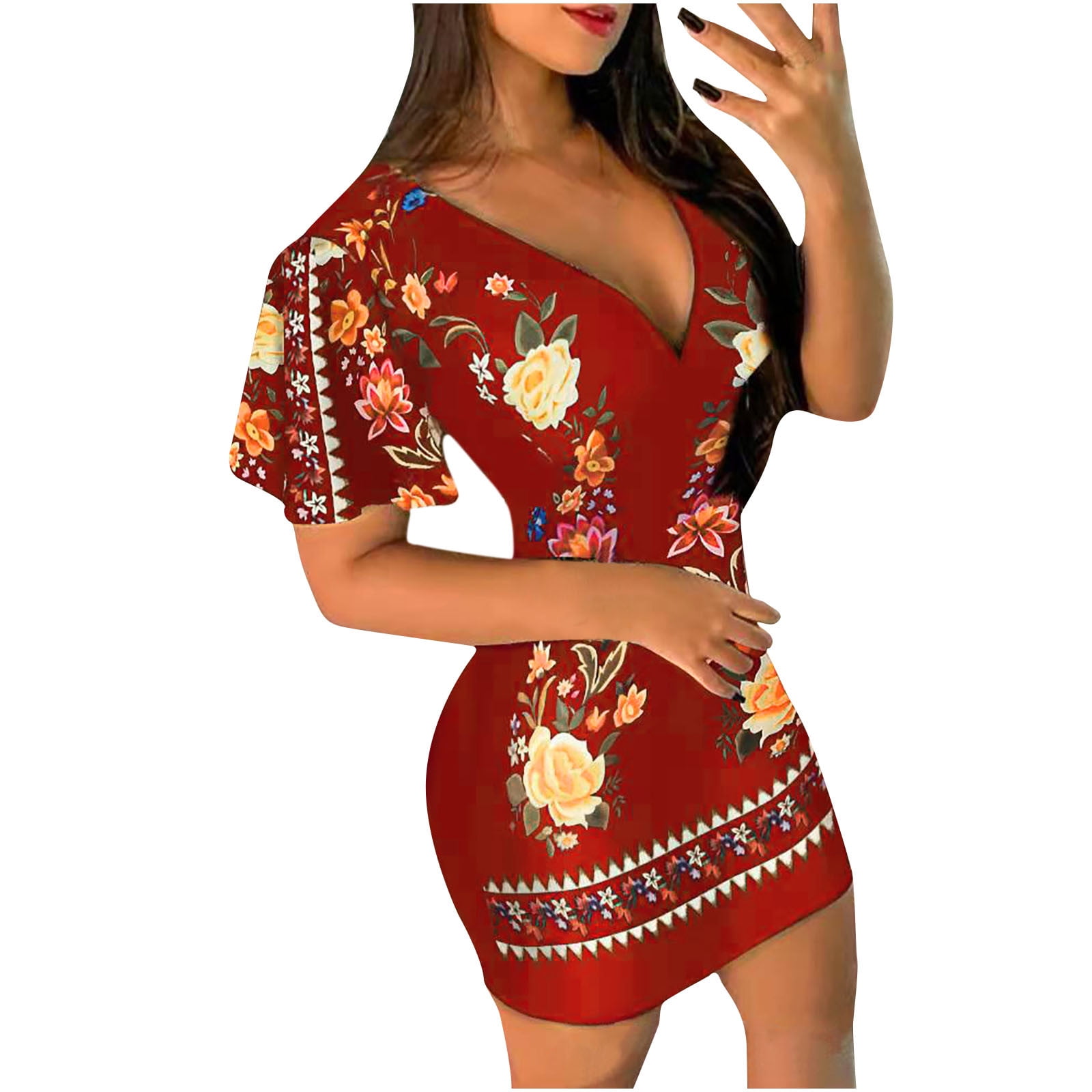 green emerald velvet dress YZXDORWJ Women Mexican Embroidered Dress Short Sleeve (XXL, 33BBL) at  Amazon Women's Clothing store