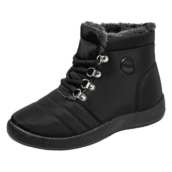 jsaierl New Winter Hiking Shoes Warm Women's Snow Boots Lace Up Waterproof Casual Women's Shoes