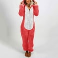 thumbnail image 1 of jsaierl Onesie Pajamas for Women,Women's Fuzzy Pajamas Long Sleeve Adult Cat Ears Sherpa Pajamas for Women Fleece Winter One-Piece Zipper Hooded Rompers Plush Sleepwear Loungewear, 1 of 9
