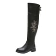 thumbnail image 1 of jsaierl Over-the-knee Boots Women's Flat Bottom Low-heel Round Toe Rhinestone Boots Flower Side Zipper Rider Boots, 1 of 7