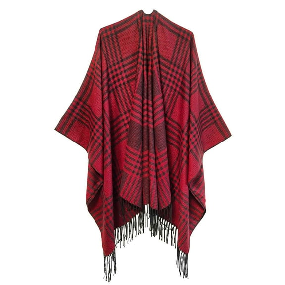 jsaierl Oversized Cardigans for Women Bat Sleeve Irregular Shawl Sweater Loose Open Front Lightweight Plaid Fall Sweaters for Women 2024 Jacket Plaid Sweater Cardigan Top Coat for Women