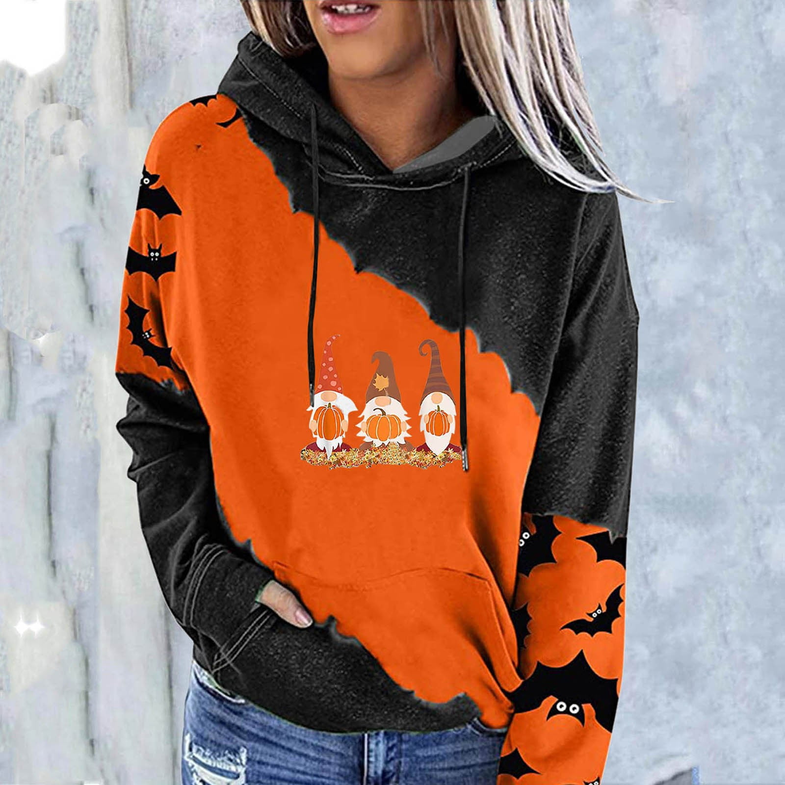 IAMAGOODLADY Halloween Fleece Zip Front Hooded Sweatshirt, Crewneck  Oversized Graphic Hoodies Loose Lightweight Fall Clothes Warehouse Sale  Clearance Clearance Cheap Stuff Under 10 Dollars Buy  at   Women's Clothing store