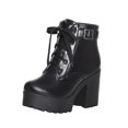 thumbnail image 1 of jsaierl Platform Boots for Women Chunky Heel Booties Round Toe Lace Up High Heel Ankle Boots Combat Boots, 1 of 5