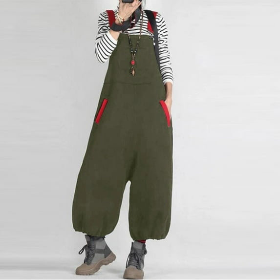 jsaierl Plus Size Rompers for Women, Casual Women Fashion Backless Loose Long Pants Jumpsuit Camis Bodysuit